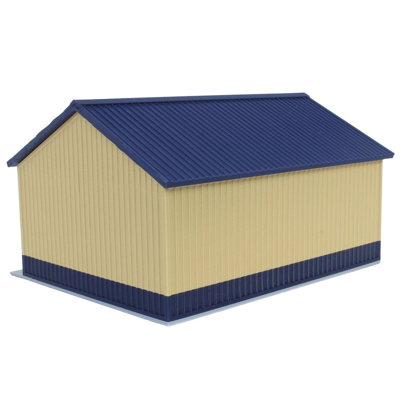 (B&D) 1/64 Tan & Blue "Papa's Shop" 40ft x 30ft Farm Shed with Removeable Door & Roof, 3D Printed - Damaged Item