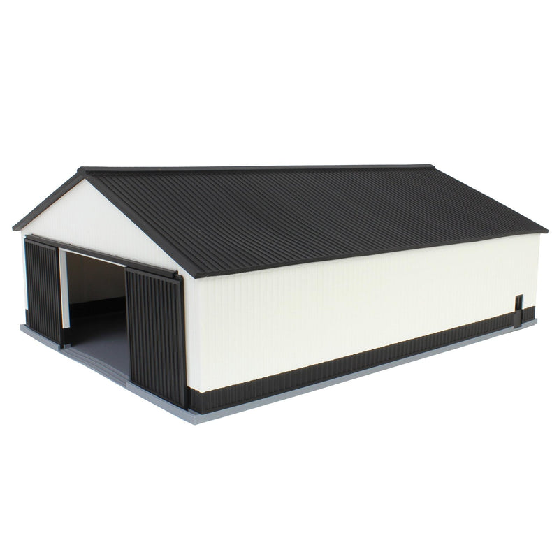 (B&D) 1/64 "The Professional" Black/White 60ft x 80ft Machine & Farm Shed, 3D Printed - Damaged Item