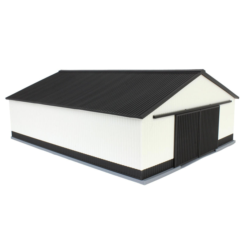 (B&D) 1/64 "The Professional" Black/White 60ft x 80ft Machine & Farm Shed, 3D Printed - Damaged Item