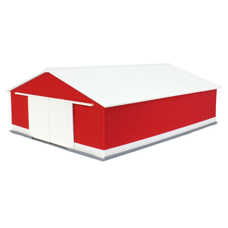 (B&D) 1/64 "The Professional" Red/White 60ft x 80ft Machine & Farm Shed, 3D Printed - Damaged Item