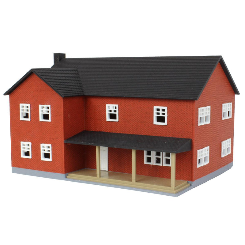 (B&D) 1/64 Red Brick "Home Sweet Home" Farm House with Porch, Deck & Chimney, 3D Printed - Damaged Item