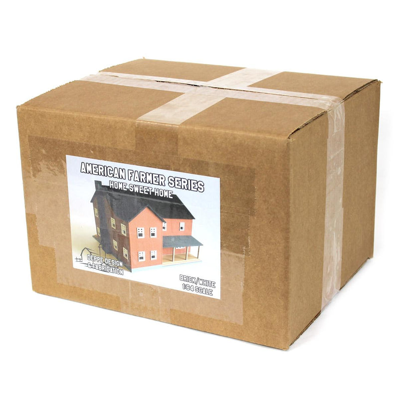 (B&D) 1/64 Red Brick "Home Sweet Home" Farm House with Porch, Deck & Chimney, 3D Printed - Damaged Item