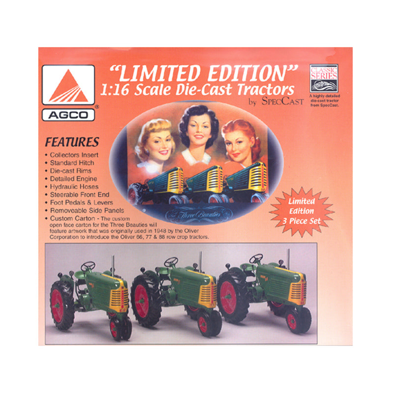 1/16 Oliver 66, 77 & 88 Row Crop "Three Beauties" Tractor Set by SpecCast, Limited Edition