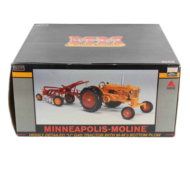 (B&D) 1/16 Minneapolis Moline U Gas Tractor with Wide Front & 3 Bottom Plow by SpecCast, Limited Edition - Damaged Item