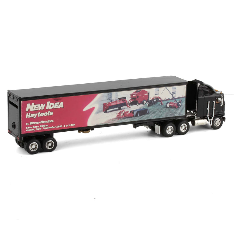 1/64 White New Idea Hay Tools Kenworth Semi Truck & Trailer Bank by SpecCast, 1993 Farm Show Limited Edition