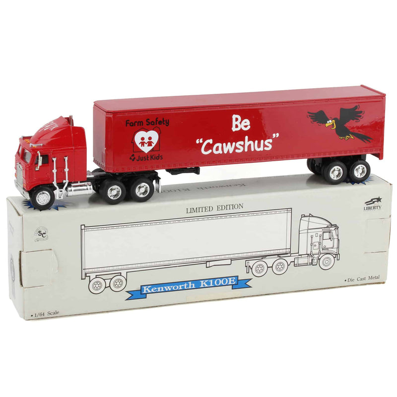 1/64 Farm Safety 4 Just Kids "Be Cawshus" Kenworth K100E Semi Truck & Trailer by SpecCast