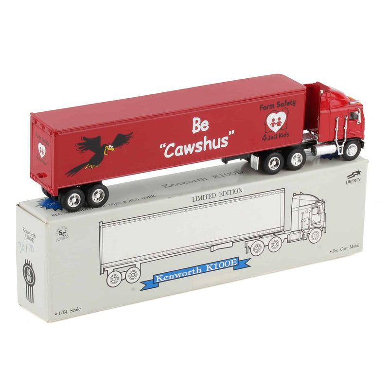 1/64 Farm Safety 4 Just Kids "Be Cawshus" Kenworth K100E Semi Truck & Trailer by SpecCast