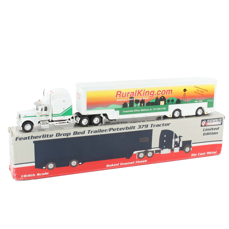 1/64 Rural King 40th Anniversary Peterbilt 379 Semi Truck with Featherlite Drop Bed Trailer by SpecCast