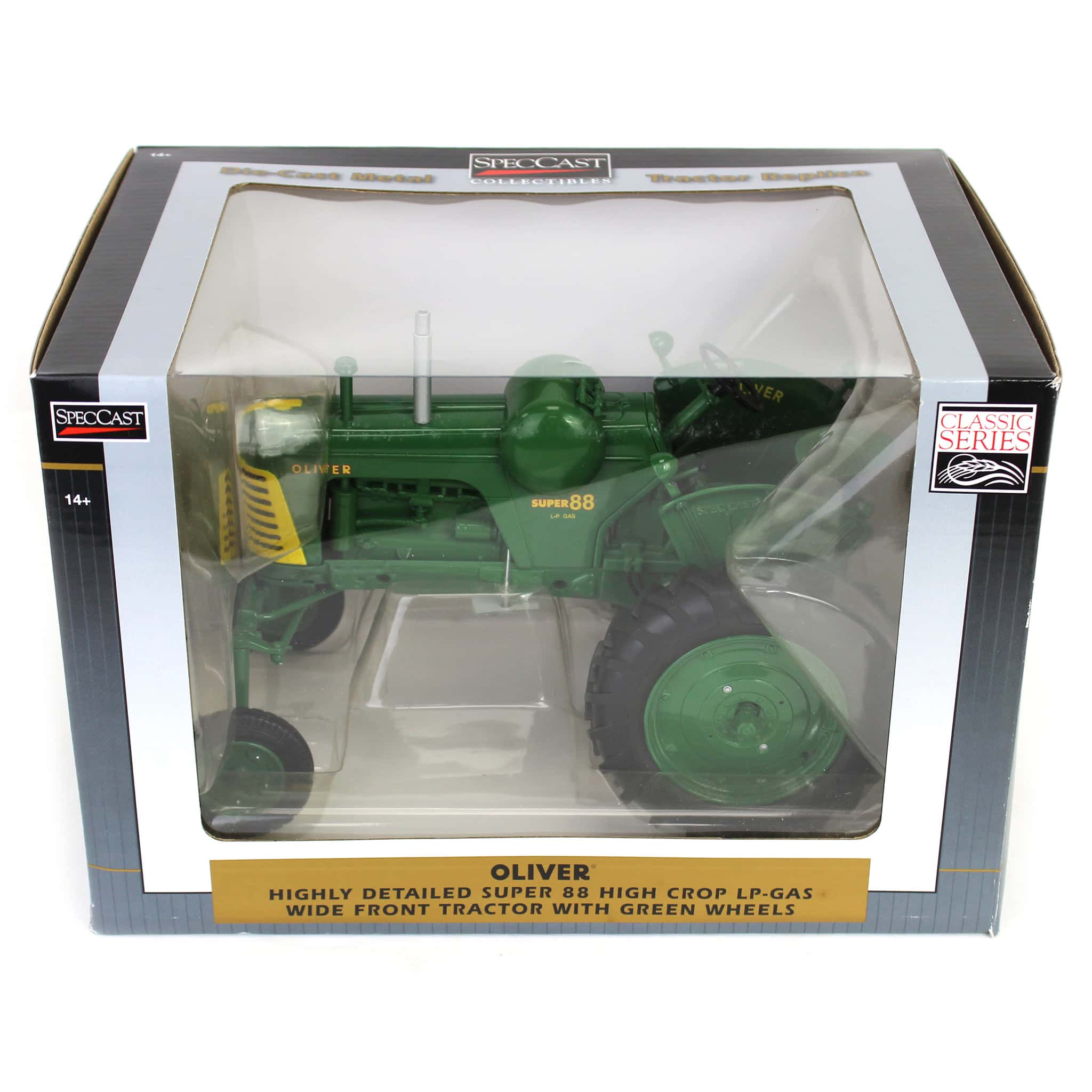 1/16 Oliver Super 88 Tractor, LP Gas High Crop with Green Wheels