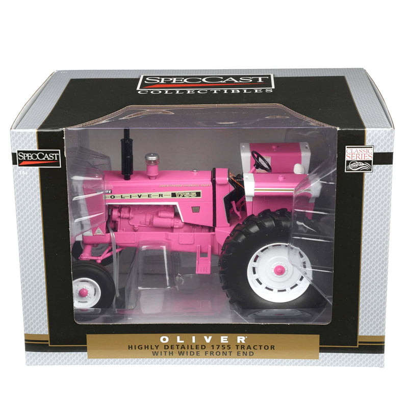 (B&D) 1/16 Pink Oliver 1755 Open Station Tractor with Wide Front by SpecCast- Damaged Item