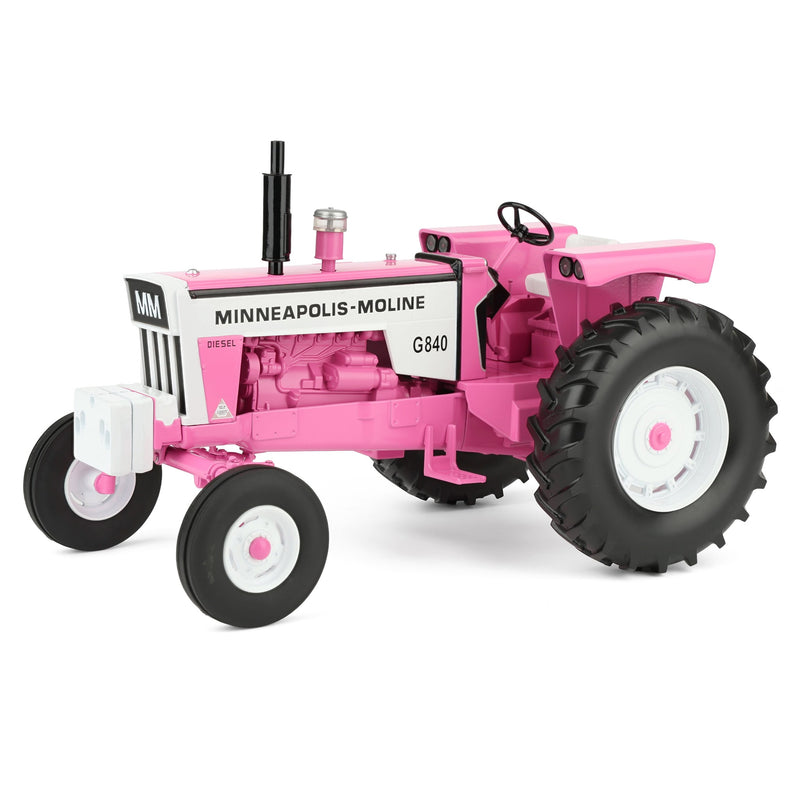 1/16 Pink Minneapolis Moline G840 Open Station Tractor with Wide Front by SpecCast
