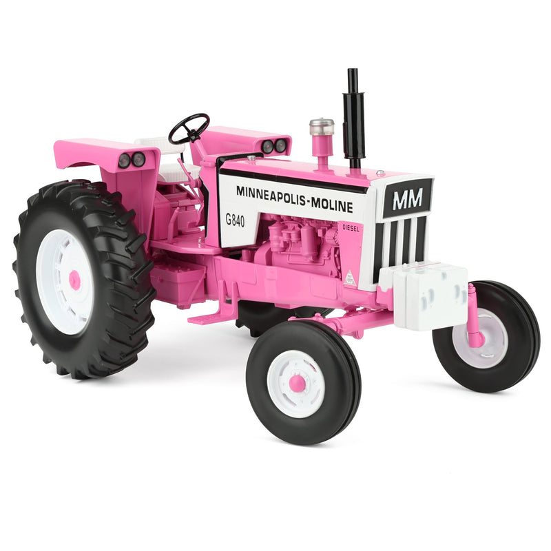 1/16 Pink Minneapolis Moline G840 Open Station Tractor with Wide Front by SpecCast
