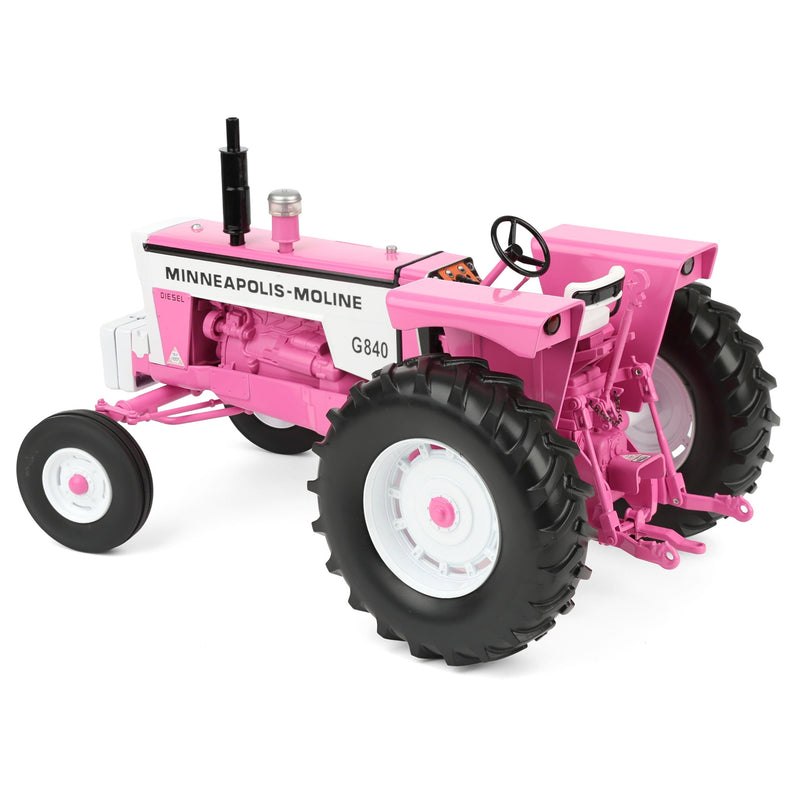 1/16 Pink Minneapolis Moline G840 Open Station Tractor with Wide Front by SpecCast