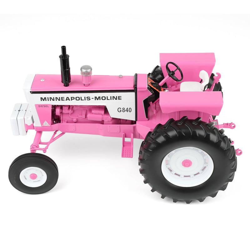 1/16 Pink Minneapolis Moline G840 Open Station Tractor with Wide Front by SpecCast