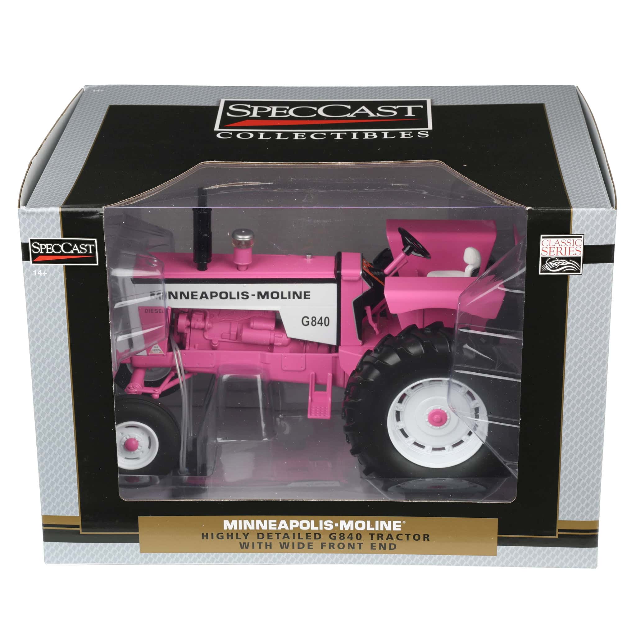 1/16 Pink Minneapolis Moline G840 Open Station Tractor with Wide