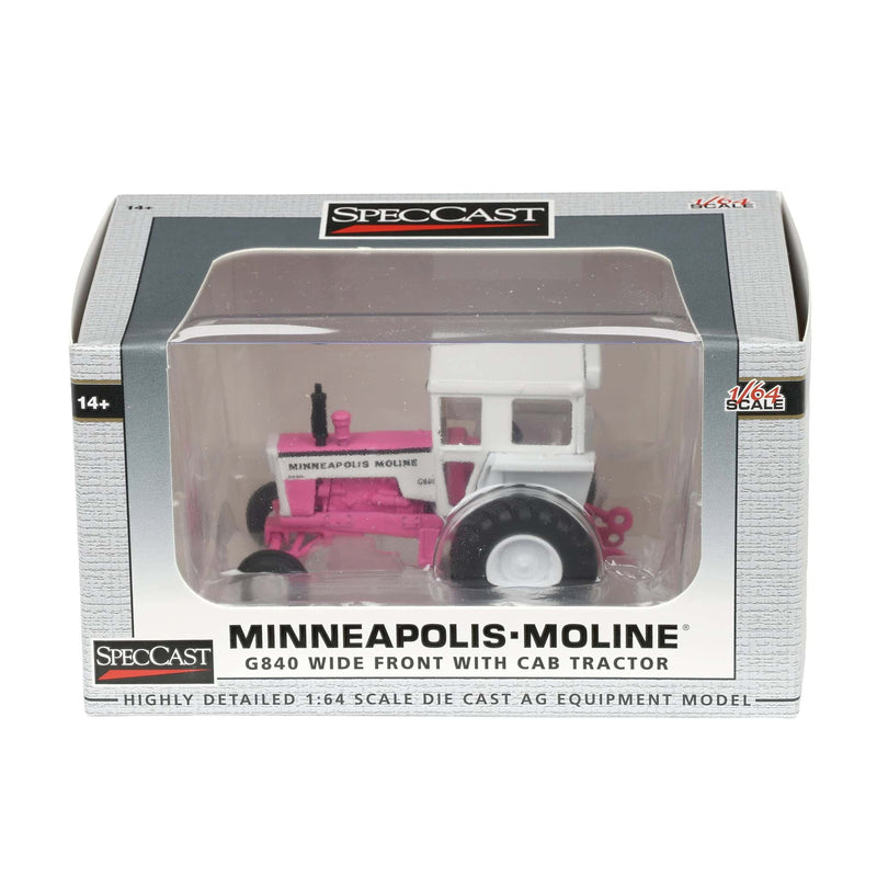 1/64 Pink Minneapolis Moline G840 Tractor with Wide Front & Cab by SpecCast