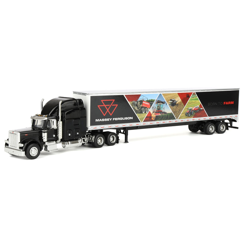 1/64 Peterbilt 379 Semi Truck with Box Trailer by SpecCast, Massey Ferguson "Born to Farm"