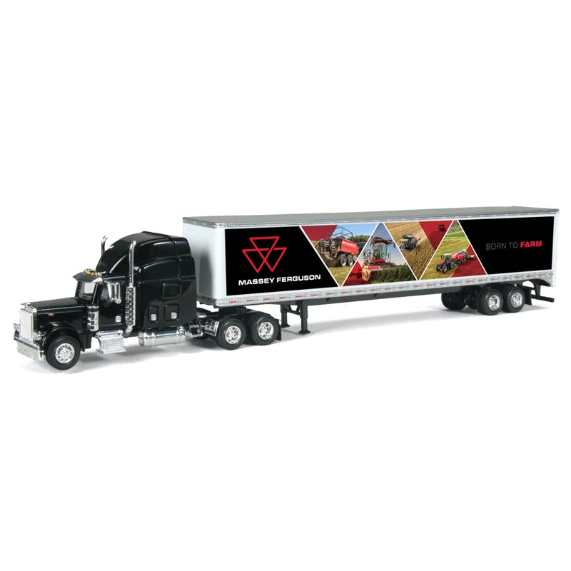1/64 Peterbilt 379 Semi Truck with Box Trailer by SpecCast, Massey Ferguson "Born to Farm"