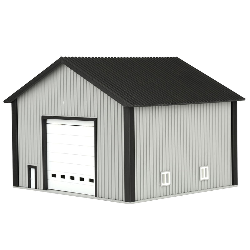 1/64 50 by 50 Shop Dark Grey with White Door by Microville Toys