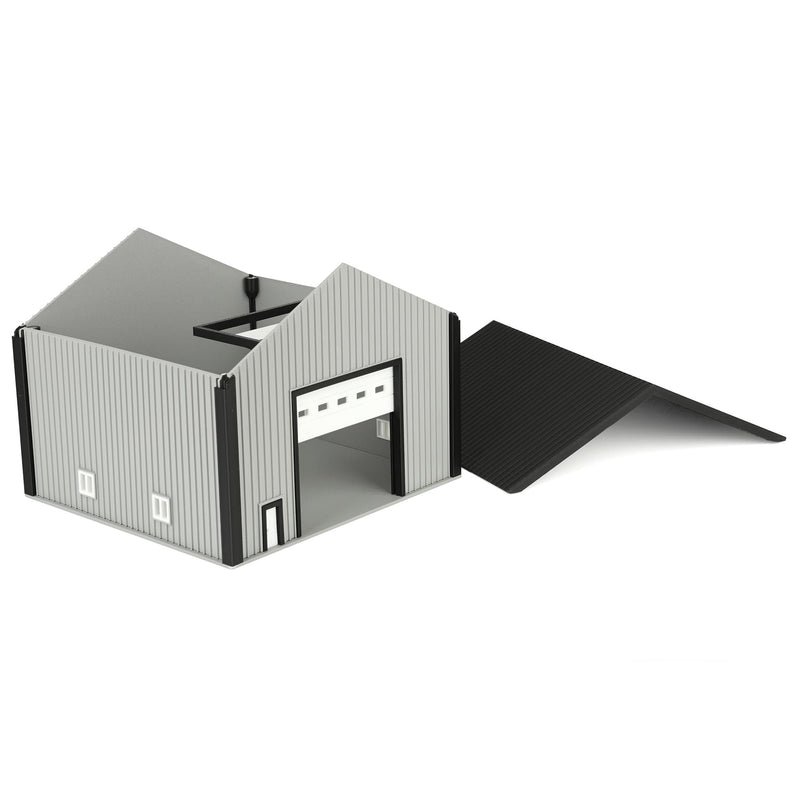 1/64 50 by 50 Shop Dark Grey with White Door by Microville Toys