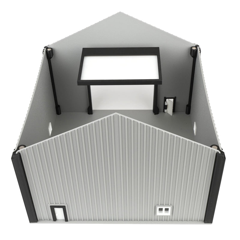 1/64 50 by 50 Shop Dark Grey with White Door by Microville Toys