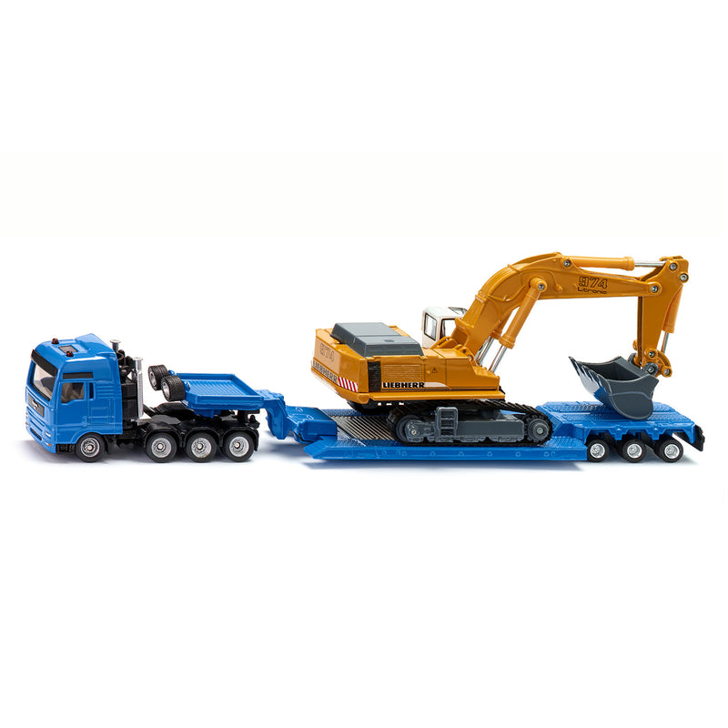 1/87 Liebherr 974 Excavator with MAN Truck & Lowboy Trailer by SIKU