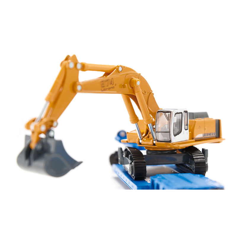 1/87 Liebherr 974 Excavator with MAN Truck & Lowboy Trailer by SIKU