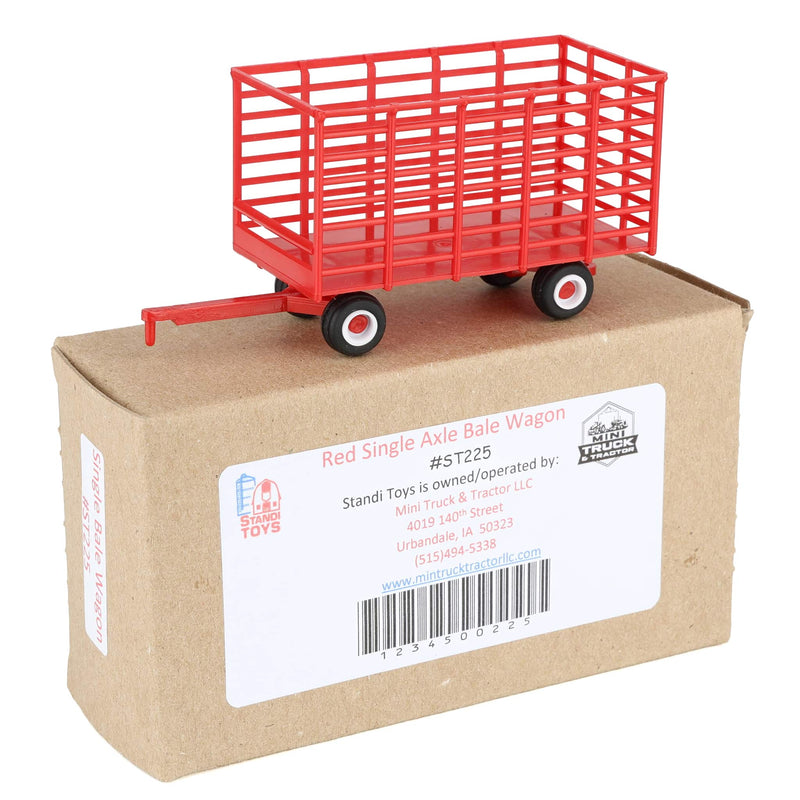 1/64 Red Plastic Hay Wagon with Rubber Tires by Standi Toys