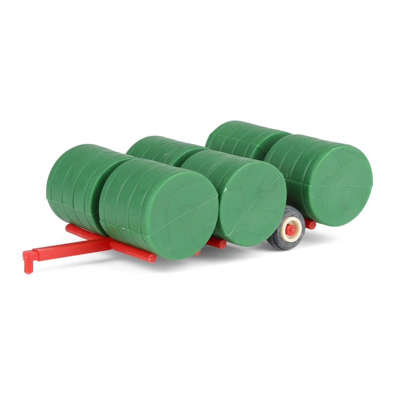 1/64 Red Round Hay Bale Transport with 6 Bales Farm Toy Accessory by Standi Toys