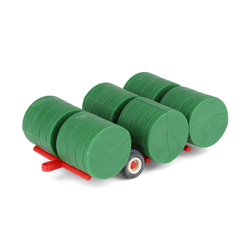 1/64 Red Round Hay Bale Transport with 6 Bales Farm Toy Accessory by Standi Toys