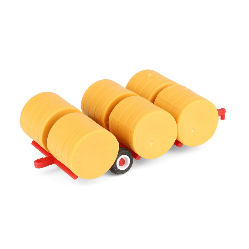 1/64 Red Round Straw Bale Transport with 6 Bales Farm Toy Accessory by Standi Toys