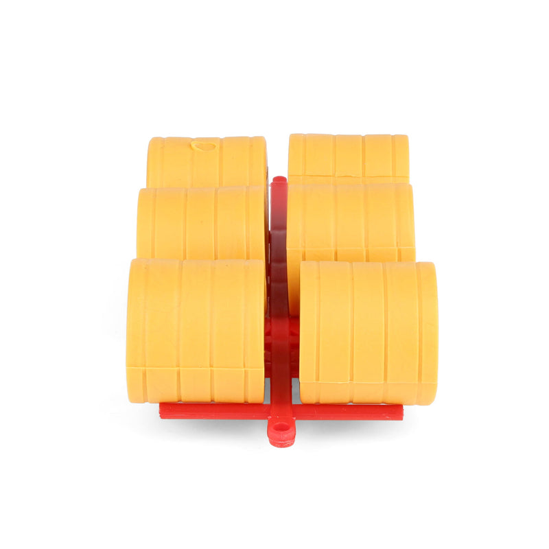 1/64 Red Round Straw Bale Transport with 6 Bales Farm Toy Accessory by Standi Toys