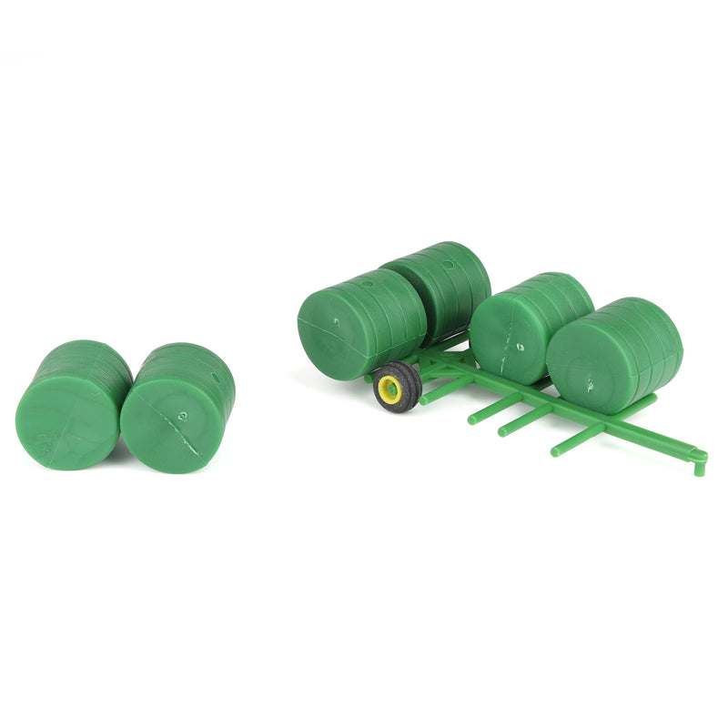 1/64 Green Round Hay Bale Transport with 6 Bales Farm Toy Accessory by Standi Toys