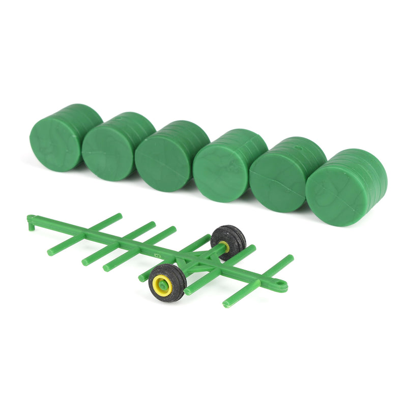 1/64 Green Round Hay Bale Transport with 6 Bales Farm Toy Accessory by Standi Toys