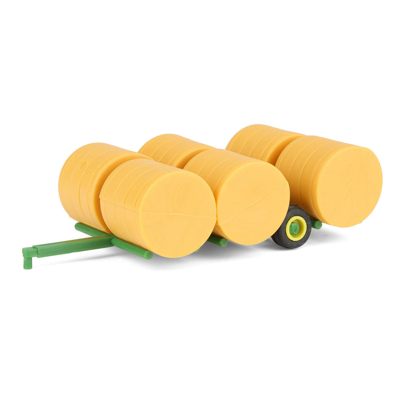 1/64 Green Round Straw Bale Transport with 6 Bales Farm Toy Accessory by Standi Toys