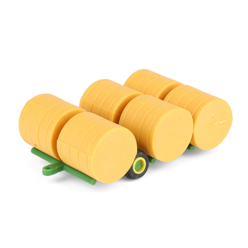 1/64 Green Round Straw Bale Transport with 6 Bales Farm Toy Accessory by Standi Toys