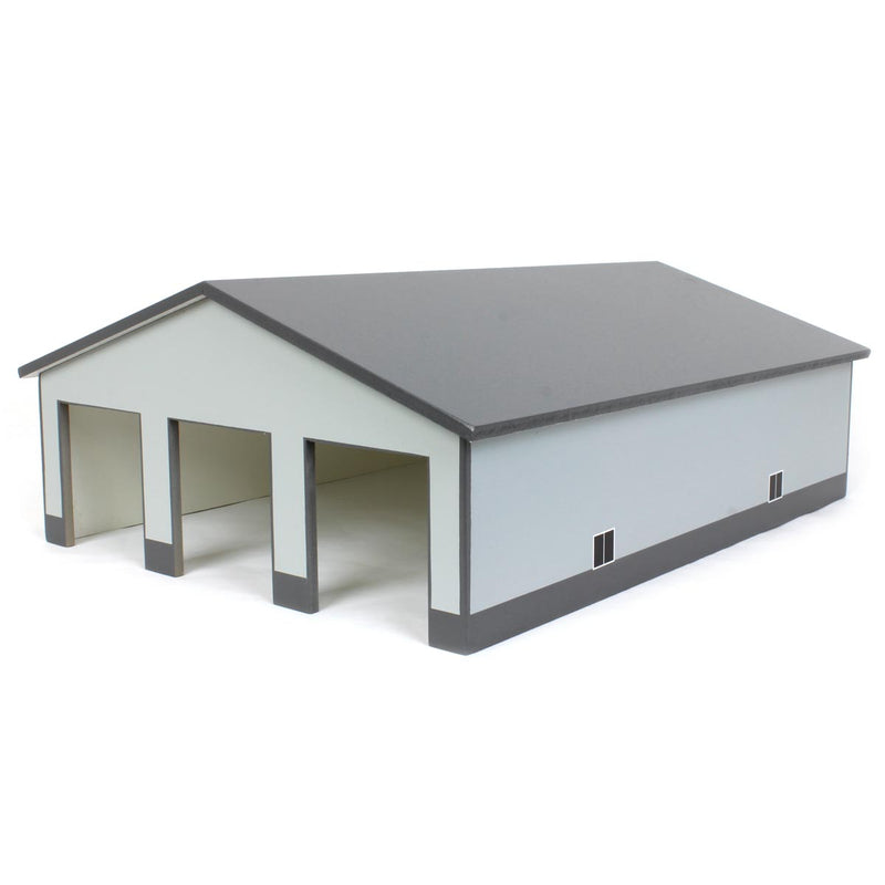 (B&D) 1/64 Light & Dark Gray 3 Door 60ft x 80ft Wooden Implement or Shop Building - Damaged Item
