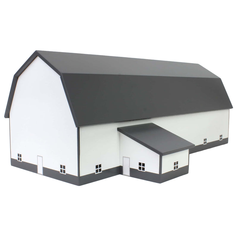 (B&D) 1/64 White & Gray 60ft x 120ft Wooden Dairy Barn with Milk House
