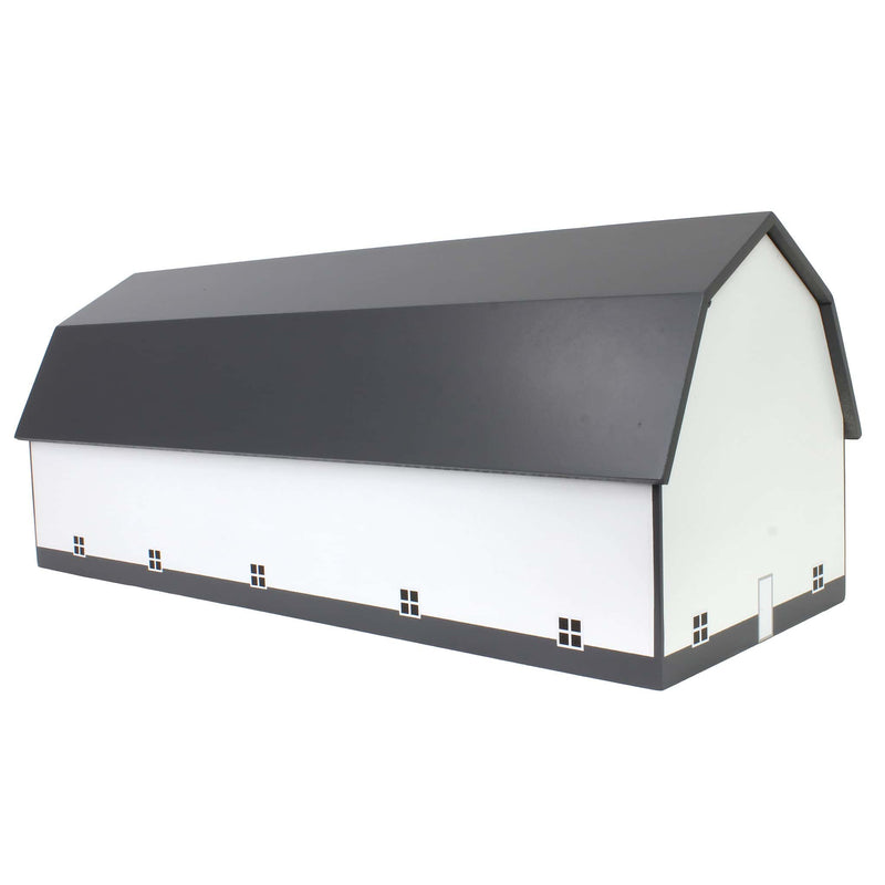 (B&D) 1/64 White & Gray 60ft x 120ft Wooden Dairy Barn with Milk House