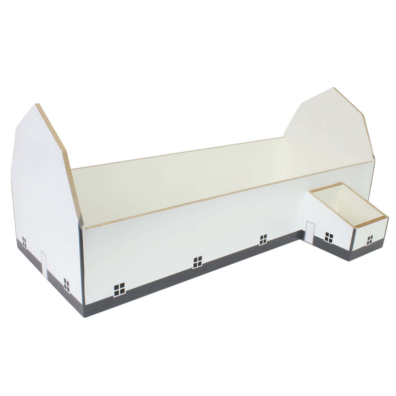 (B&D) 1/64 White & Gray 60ft x 120ft Wooden Dairy Barn with Milk House