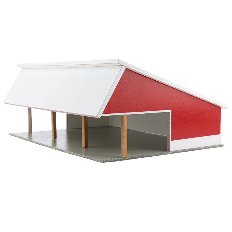 1/64 Red & White 64ft x 48ft Wooden Cattle Shed with Removeable Roof