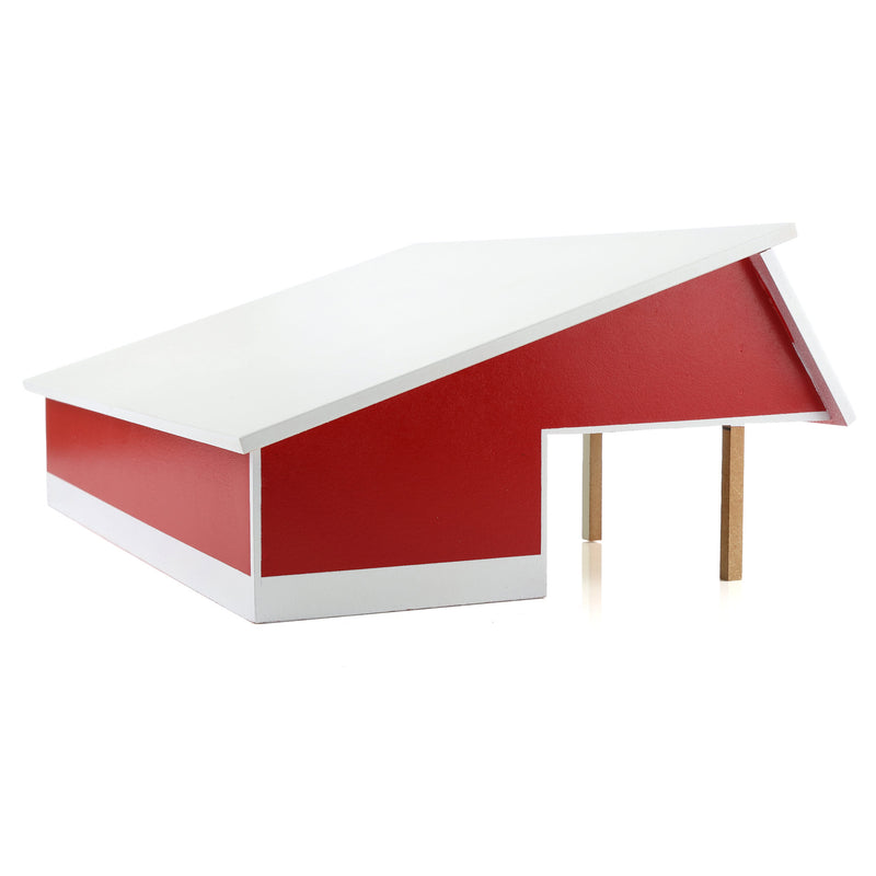 1/64 Red & White 64ft x 48ft Wooden Cattle Shed with Removeable Roof