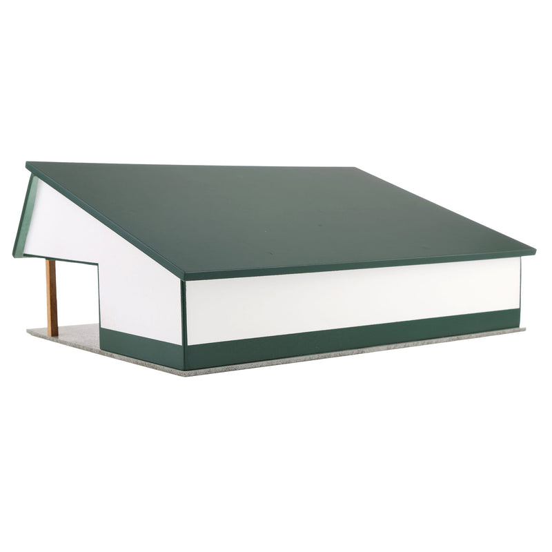 1/64 White & Green 64ft x 48ft Wooden Cattle Shed with Removeable Roof