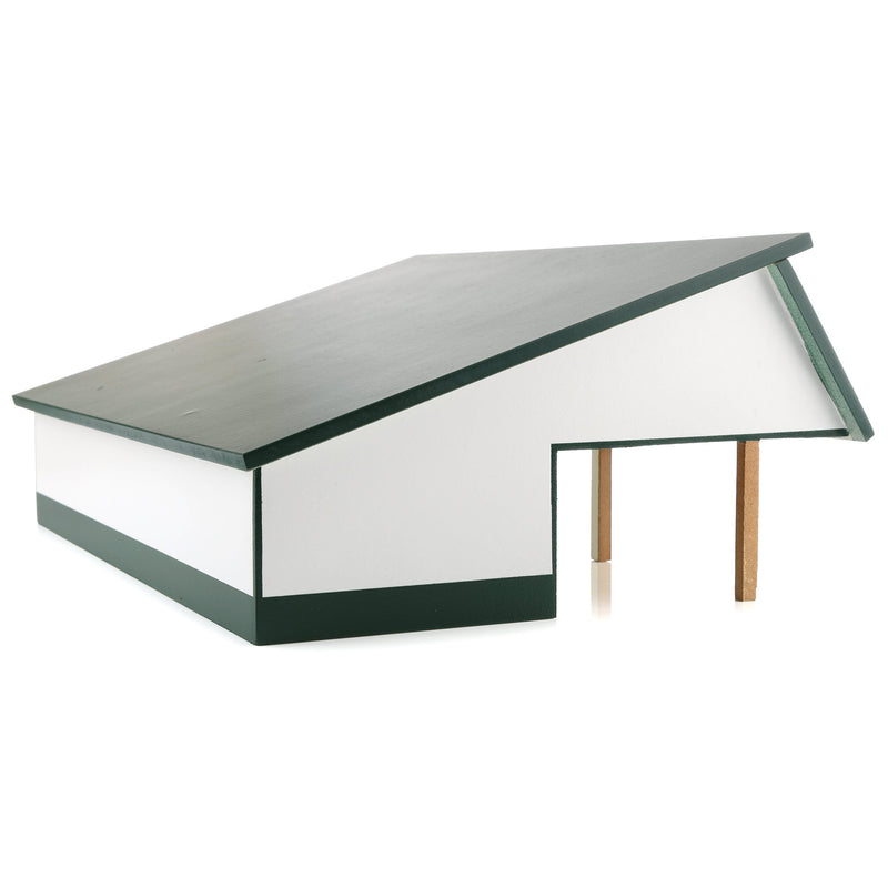 1/64 White & Green 64ft x 48ft Wooden Cattle Shed with Removeable Roof