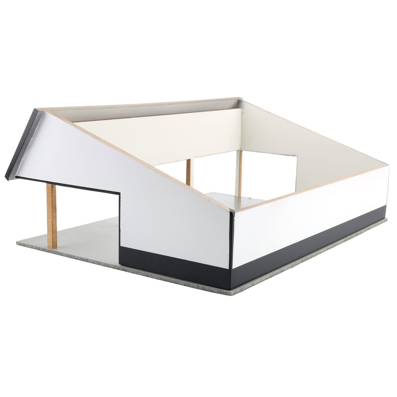 1/64 White & Black 64ft x 48ft Wooden Cattle Shed with Removeable Roof