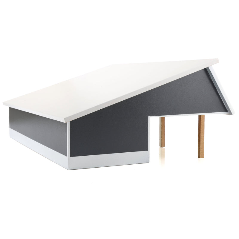 1/64 Light & Dark Gray 64ft x 48ft Wooden Cattle Shed with Removeable Roof