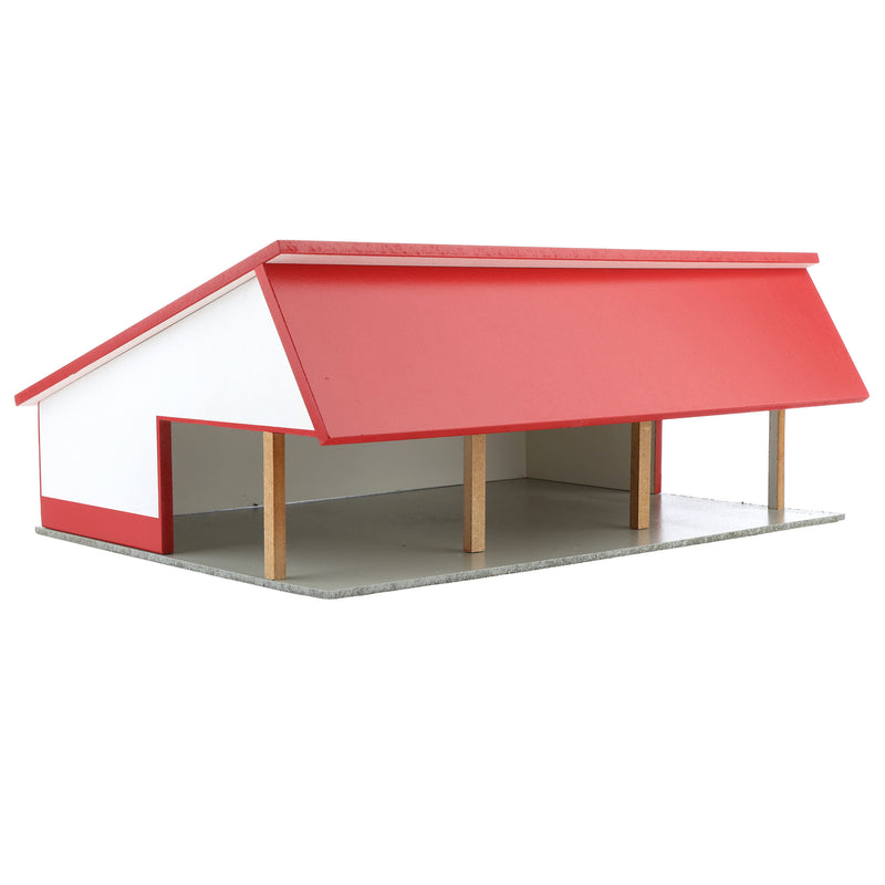 1/64 White & Red 64ft x 48ft Wooden Cattle Shed with Removeable Roof
