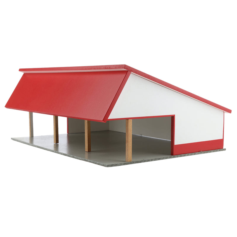 1/64 White & Red 64ft x 48ft Wooden Cattle Shed with Removeable Roof