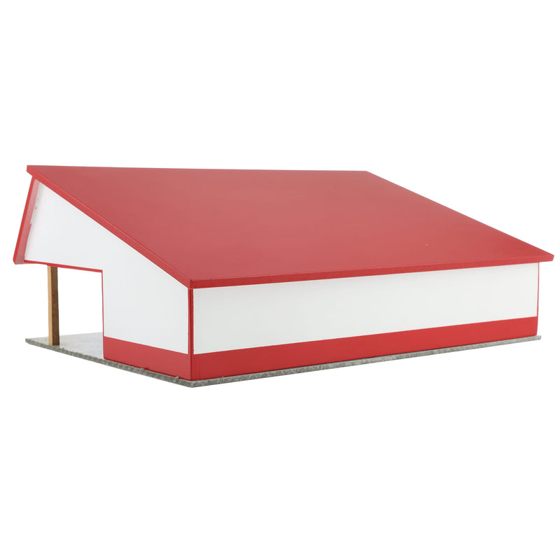 1/64 White & Red 64ft x 48ft Wooden Cattle Shed with Removeable Roof