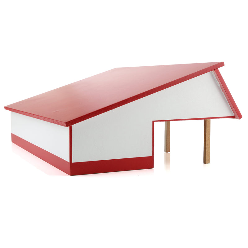 1/64 White & Red 64ft x 48ft Wooden Cattle Shed with Removeable Roof